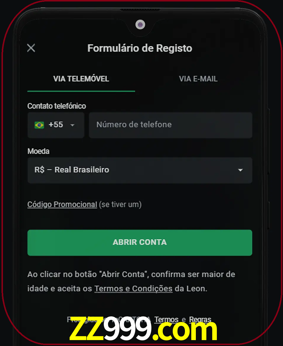 Abra o aplicativo e inicie o processo de registro.